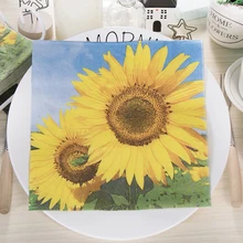 20 servilleta retro de papel estampado dorado girasol decoupage boda Navidad servilleta fiesta pañuelo hogar cena Decoración