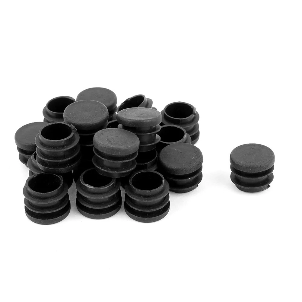 Round Table Chair Leg Tube Pipe Insert End Cap 19mm Dia 30pcs Black