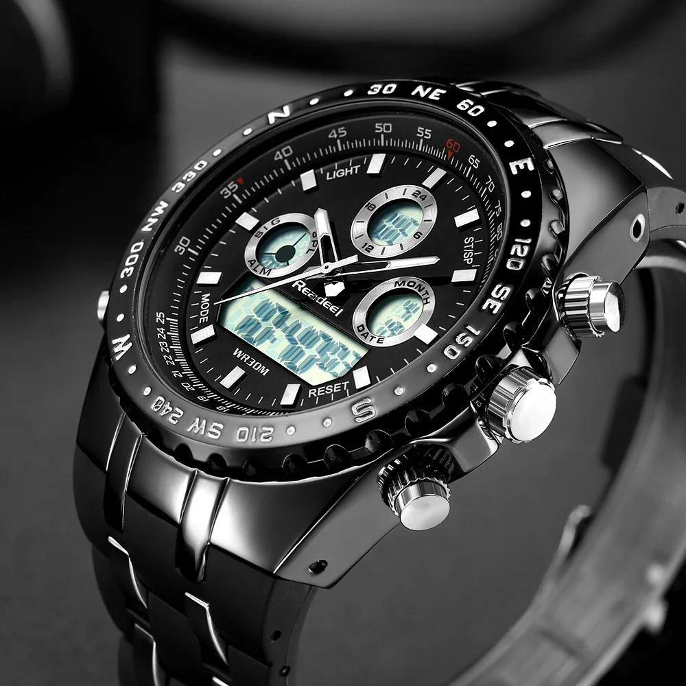 Readeel Mens Watches Top Brand Luxury Waterproof Led Digital Quartz Watch Man Sport Wrist Watch Men Waterproof Led Clock Male