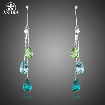 

AZORA Elegant Charm Earrings for Women With 3pcs Water Drop Stellux Austrian Crystal Dangle Wedding Earrings TE0194