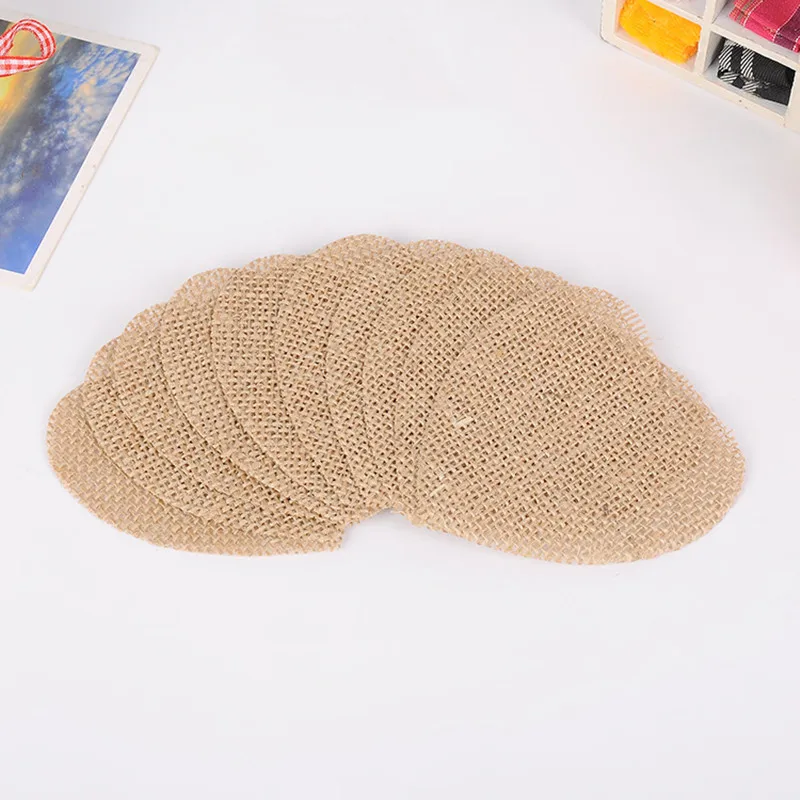 Creative handmade Christmas Wedding party Decoration retro jute linen sheet gasket heart love coaster diy accessories (1)