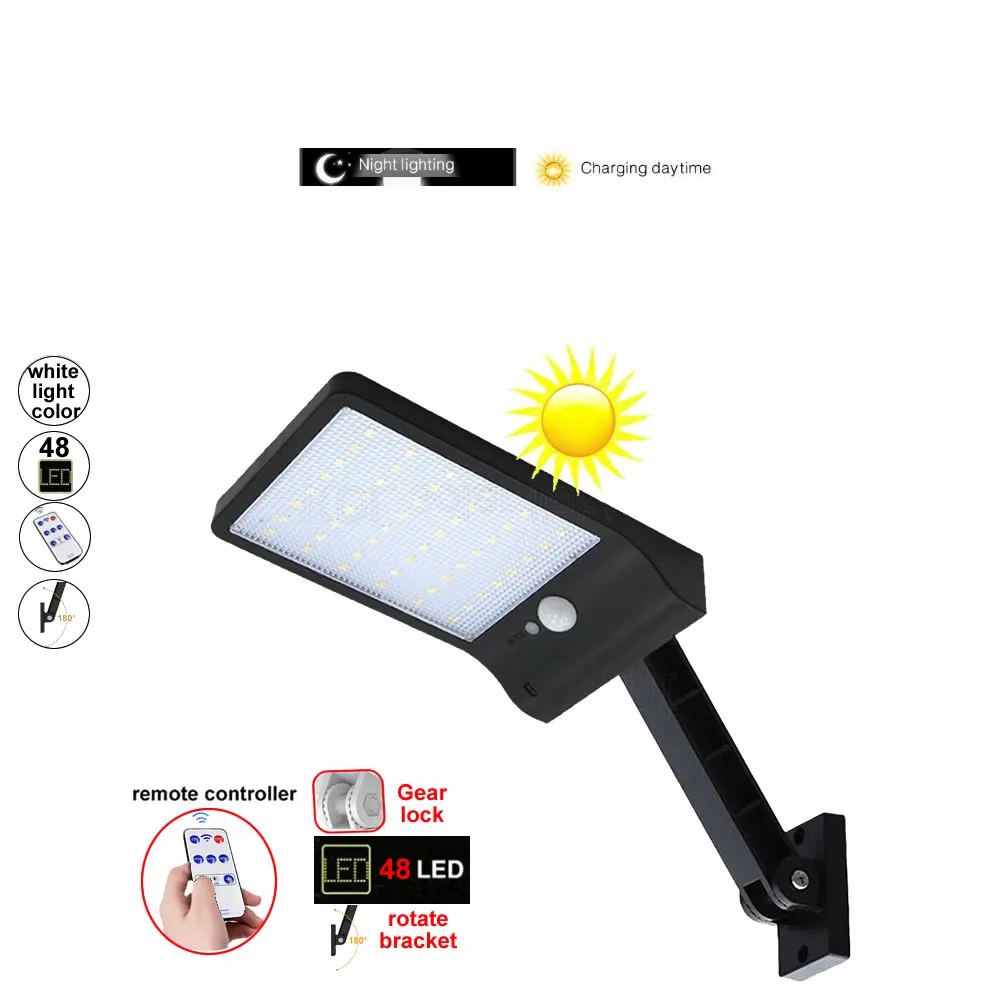 

48 LED 3 Modes Wireless PIR Motion Sensor Garden Solar Lamp Waterproof Security Lights Illumation pole sp Lamps for gar