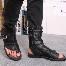 Летние Стильные дизайнерские мужские сандалии-гладиаторы из натуральной кожи сандалии-гладиаторы на щиколотке пляжные сандалии настоящие фотографии