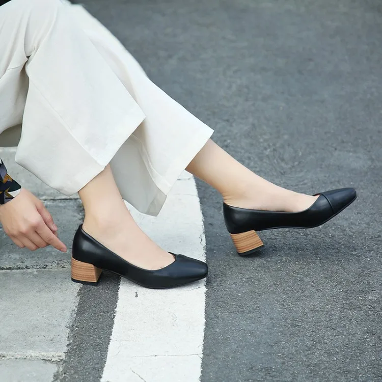 

Big Size 11 12 13 ladies high heels women shoes woman pumps Medium heel, thick heel, shallow mouth, Mary Jane's women's shoes