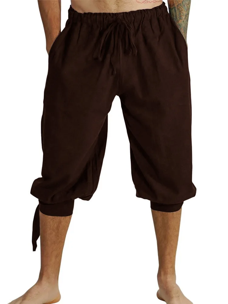Мужские средневековые штаны пирата викинга Ренессанса, костюм для косплея, свободные штаны, всадник, крестьянские касты, костюм, шаровары, брюки - Цвет: Коричневый