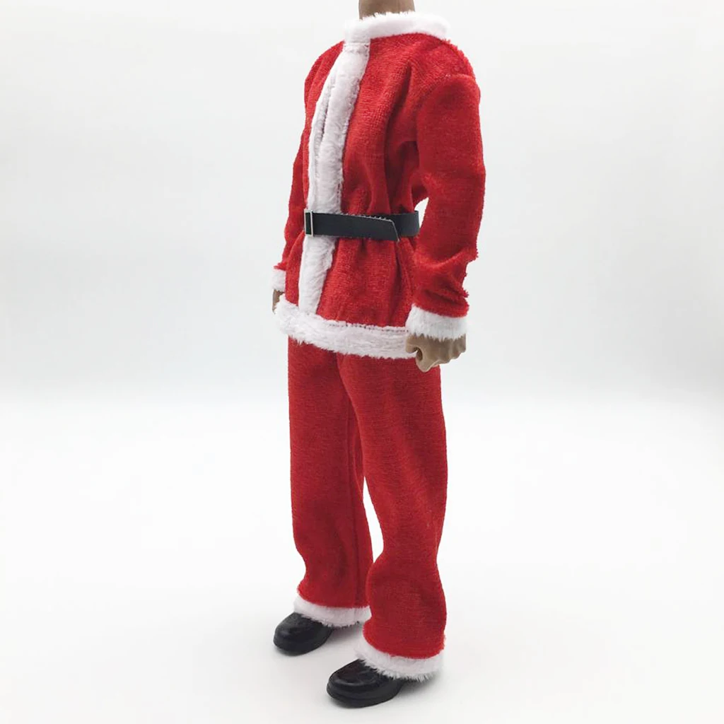 1:6 Scale Christmas Clothes Costume Set &Hat Santa Claus Cap for 12inch Action Figure Doll Toy Accessories