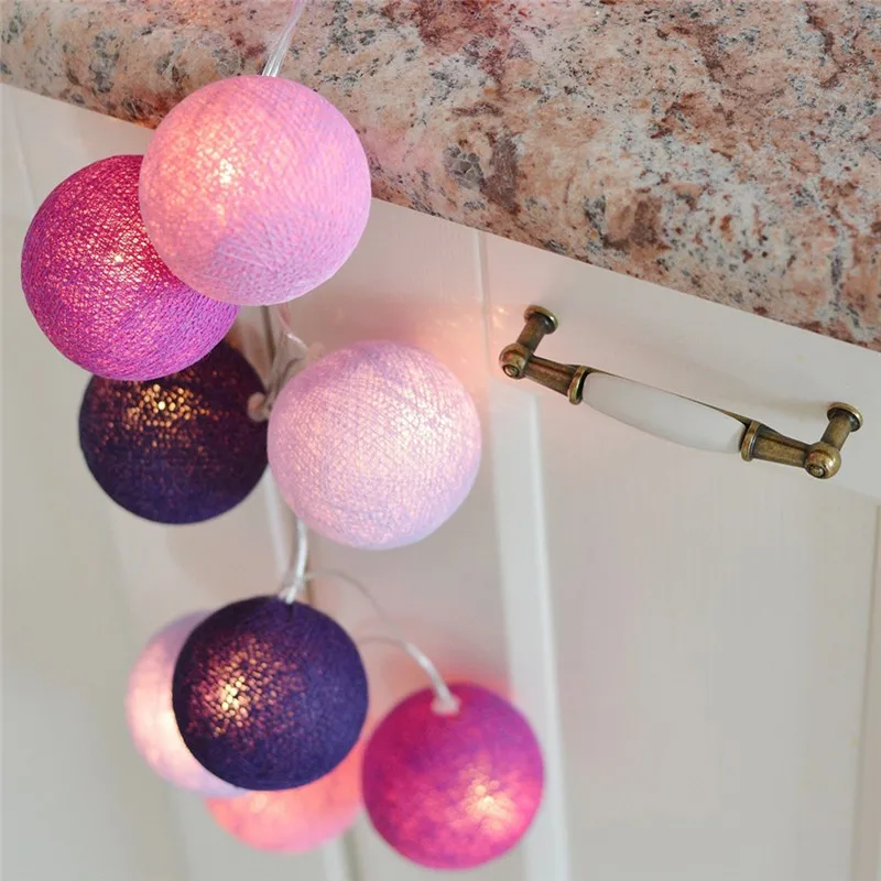 20 LED Cotton Ball Light String Christmas Decoration Balls ...