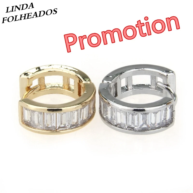 Brand Fashion Small Huggie Bridal Hoop Earrings for Women Square Zirconia Earring Jewelry Gold Ear Wedding Gift | Украшения и