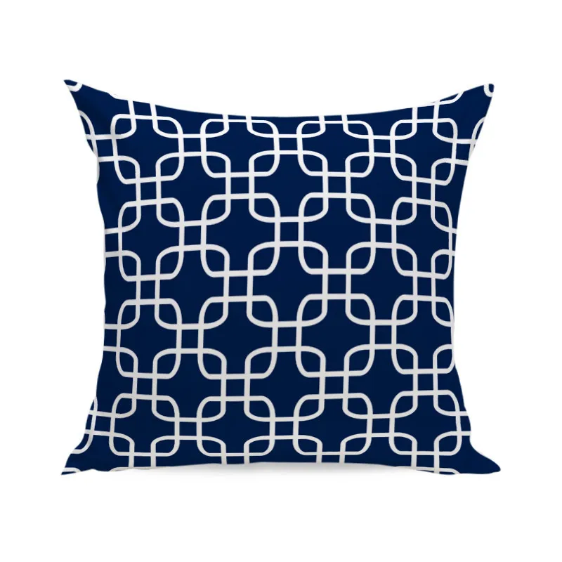 Wholesale Navy Blue Geometric Pattern 45x45cm Cushion ...