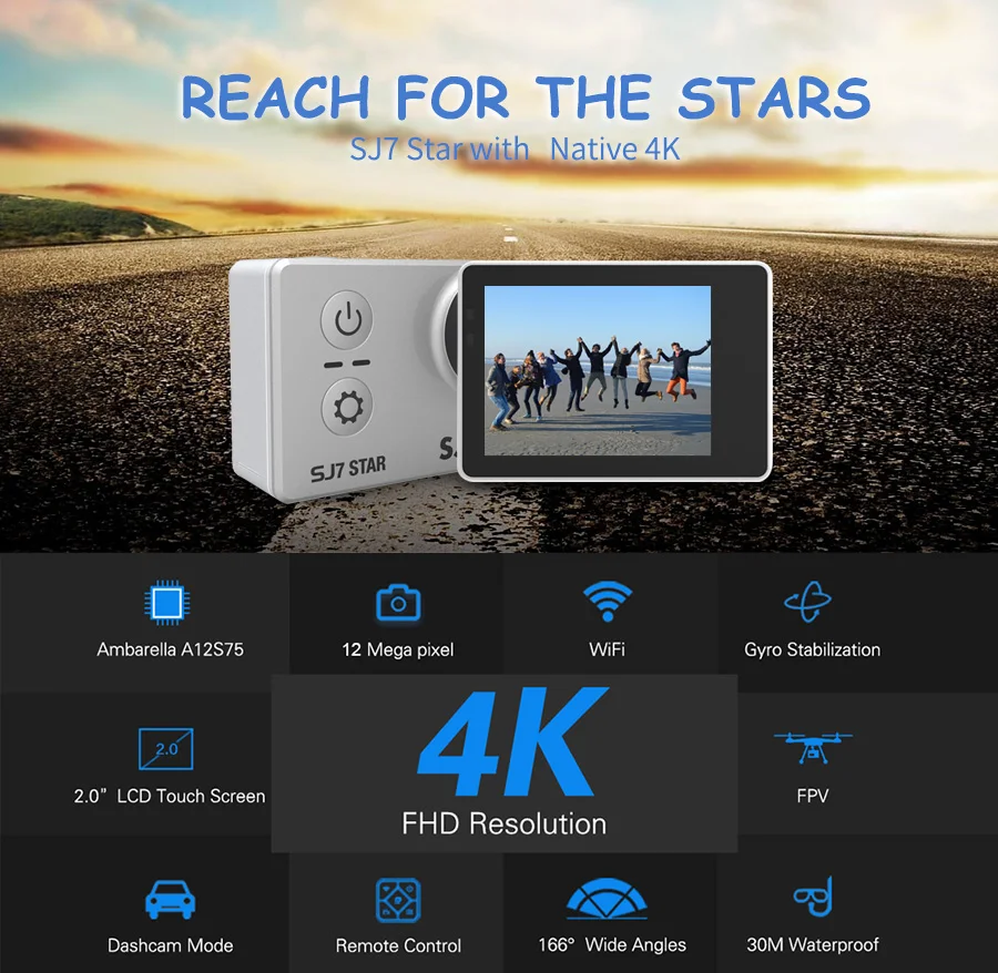 SJCAM SJ7 Star 4K экшн камеры Ambarella A12S75 2 0 &quotсенсорный экран Спорт Ultra HD DV 30M