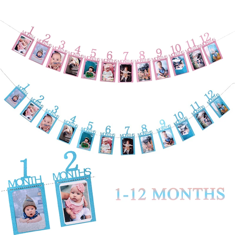 

Photo Folder Kids Birthday Party Decorations 1-12 Month Photo Banner Monthly Photo Wall Children Birthday Gift Home Ornaments