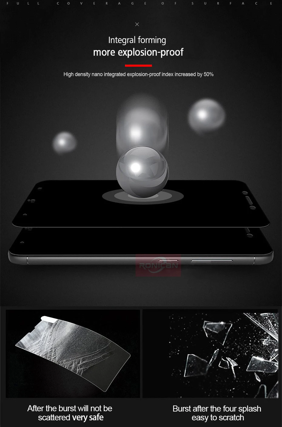 RONICAN Tempered Glass For Xiaomi Redmi Note 4X Redmi 4X Full cover Screen Protector 9H Protector Film for Xiaomi Redmi 4X glass (11)