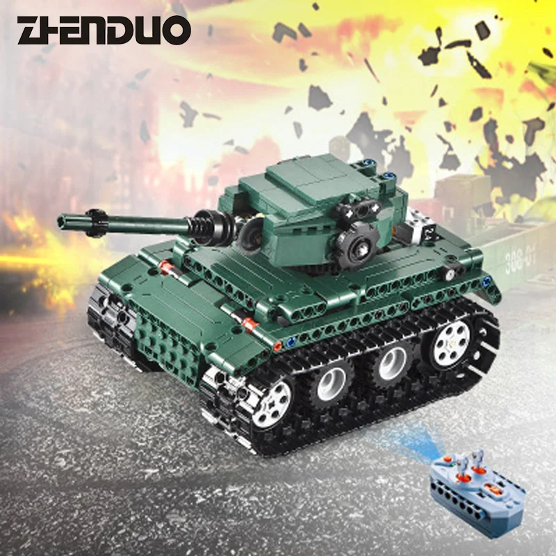 

ZhenDuo Toys C51018 Military Technic Remote Control RC German Military Tiger Tank 1:35 Assembling Building Blocks Brick Toy