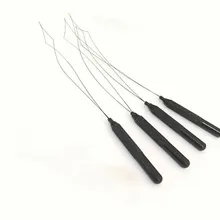 10 шт. nano кольцо Продеватель черный ханле Алюминий потянув петли нити Бусины погрузчик для Nano Micro кольцо Совет волос