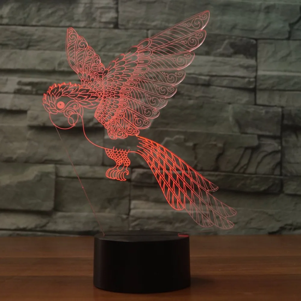 3D RGB лампа Parrot Bird LED ночник Usb Pet Store домашний декор цветная атмосферная освещение
