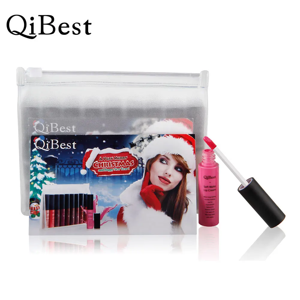 QiBest фирменные Рождественские подарки 9 шт./лот глянцевые наборы для губ