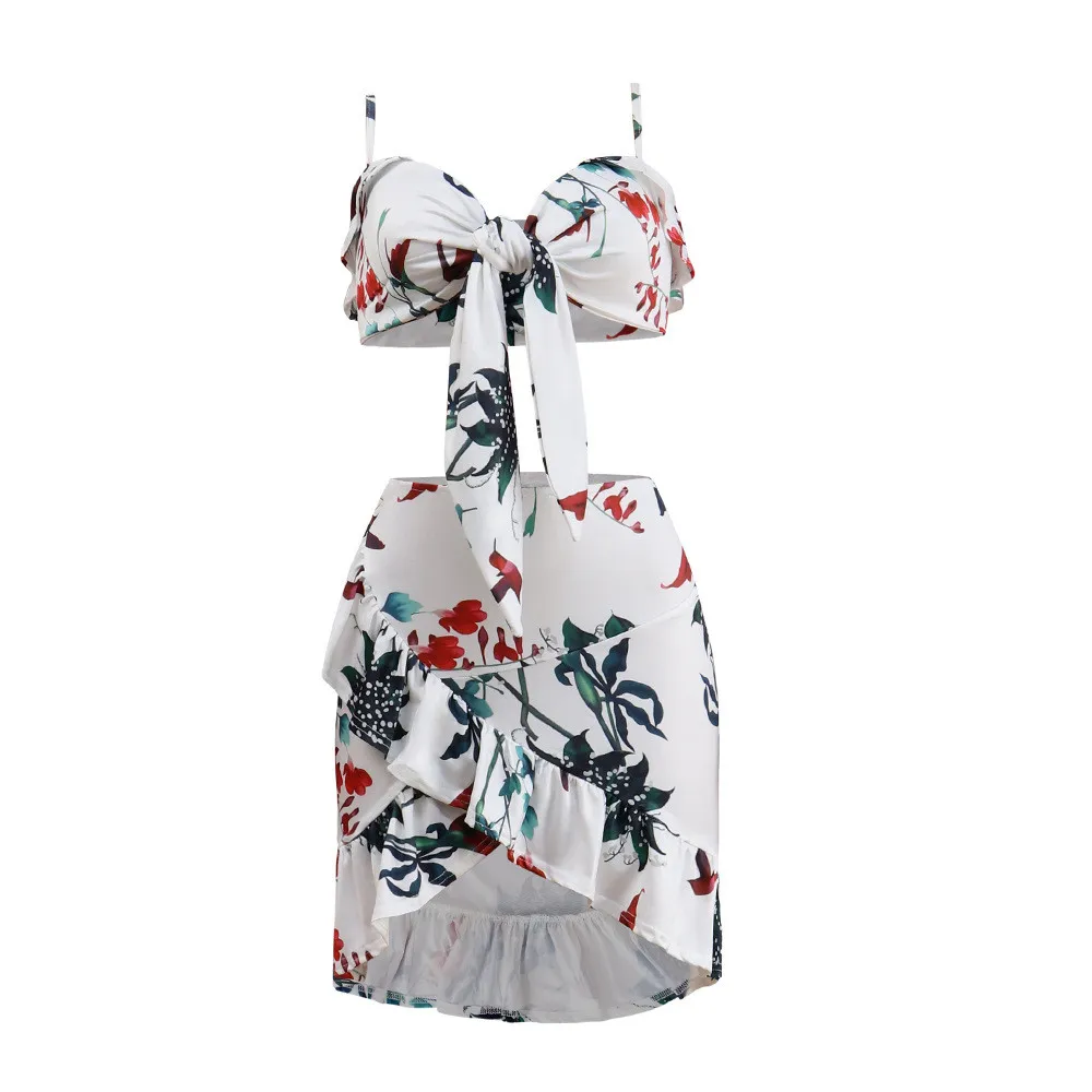 Sexy sling straps printed ruffled nightclub two-piece set suits 18_