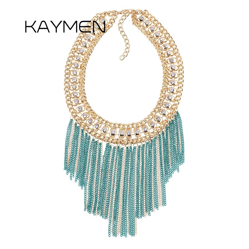 

KAYMEN Jewelry New Arrival Tassels Choker Necklace for Girl Wholesale Good Quality Chains Statement Necklace Wedding Party