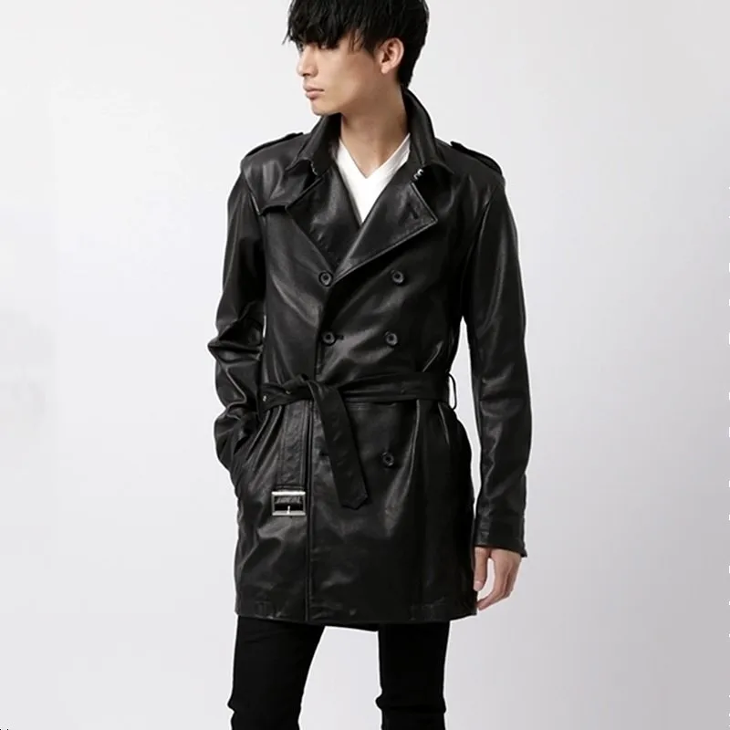 Best So tender!Only 37 pieces!Exported to Japan!Italy without coating lamb skin leather leather male long windbreaker 4