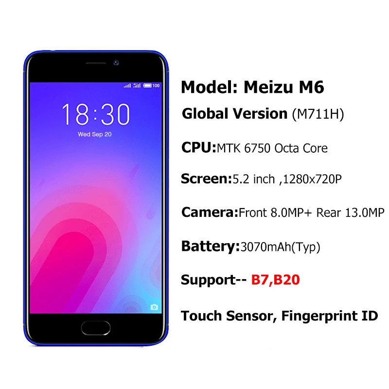 Официальный Meizu M6 2 ГБ 16 смартфон mtk6750 восемь ядер 5 дюймов 1280x720 P 13.0MP сзади Камера