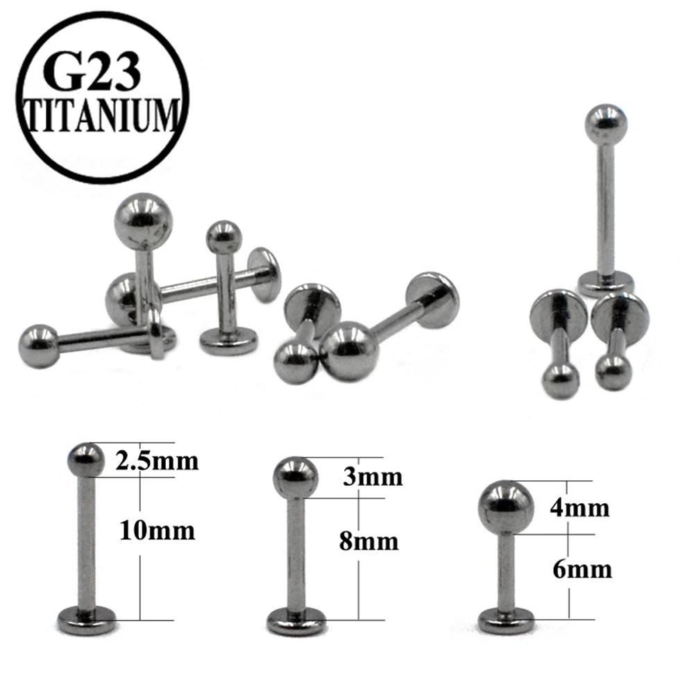 

1Pc G23 Solid Titanium Internally Threaded Lip Ring Labret Ear Tragus Cartilage Earrings Morne Rings Body Piercing Jewelry 16g