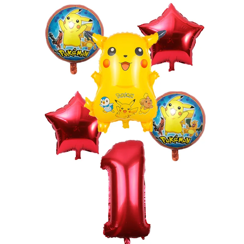 6 шт./партия, воздушные шары из фольги Покемон Пикачу, 32 дюйма, воздушный шар надувной шар, украшения для дня рождения, Детские шары