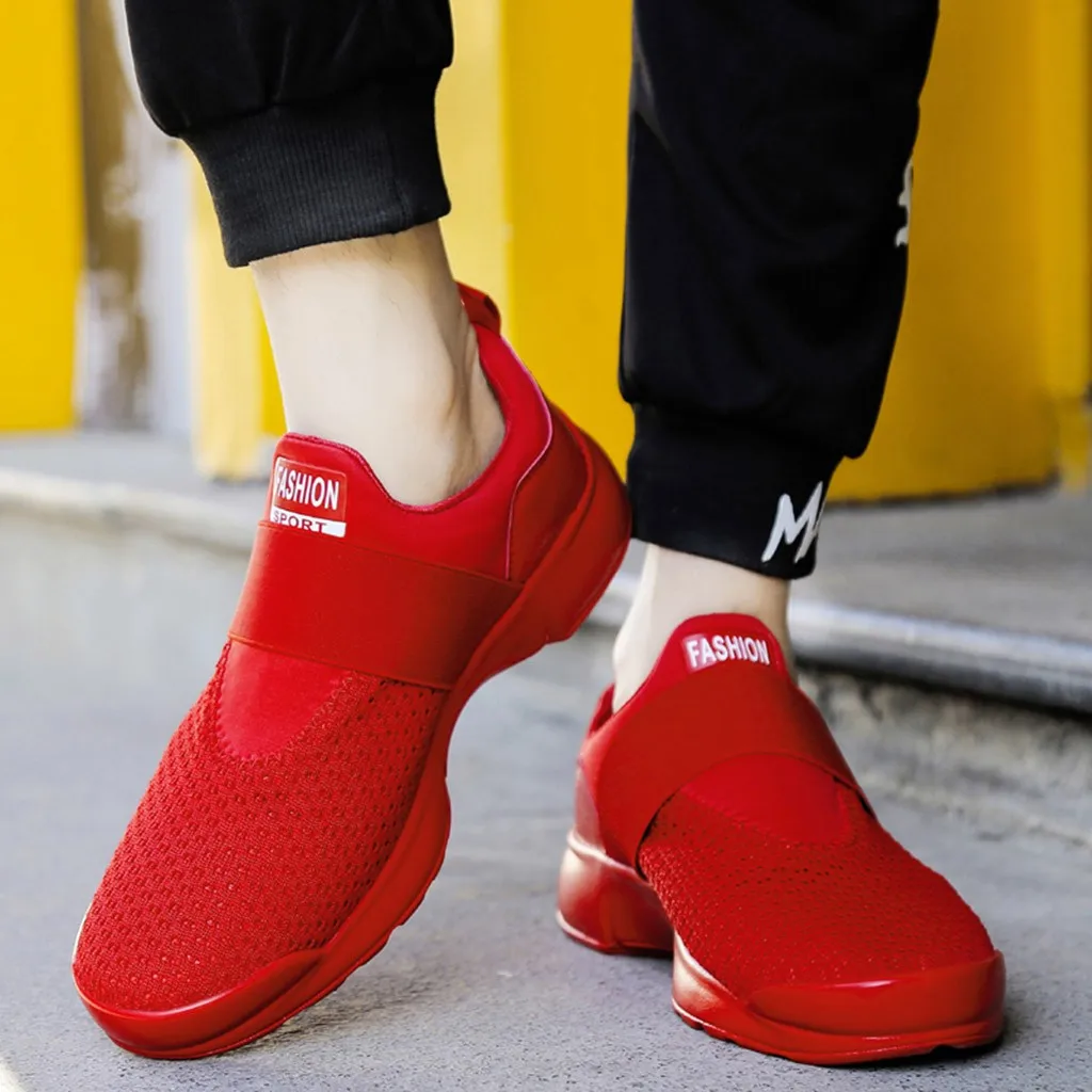 

Men's solid color flying woven breathable running shoes spring Summer fashion sneakers fitness Exercise outdoor riding Walking