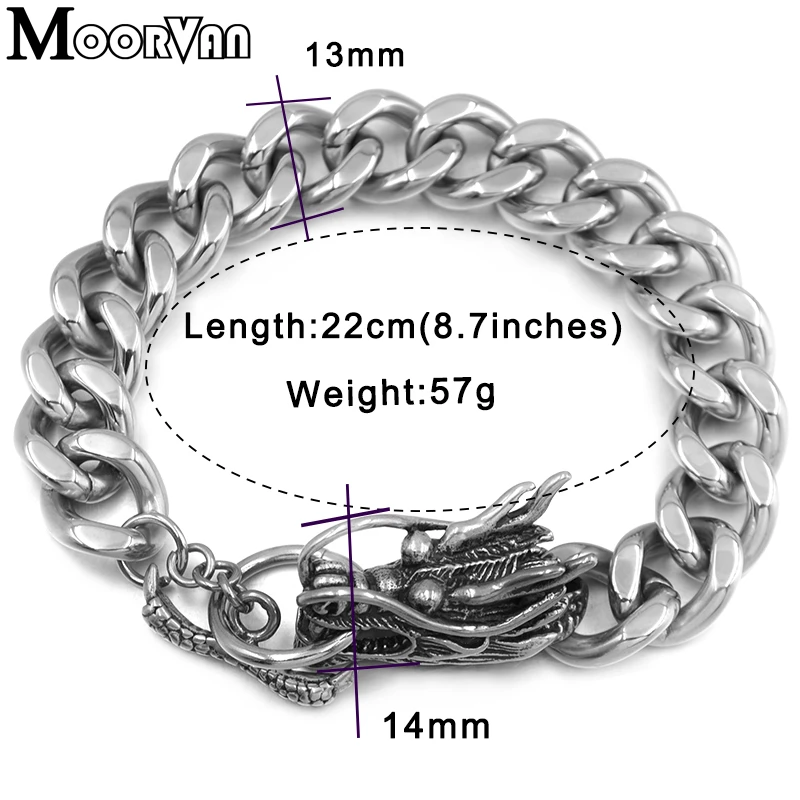Moorvan Прохладный Дракон браслет для мужчин, нержавеющая сталь OT застежка, Европейский и человек Стиль ювелирные цепочки Мужчины подарок на день рождения VB082