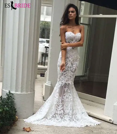 2019 white simple evening dresses long luxury Mermaid Princess formal dress women elegant lace special occasion dresses ES2601 2019 white simple evening dresses long luxury Mermaid Princess formal dress women elegant lace special occasion dresses ES2601