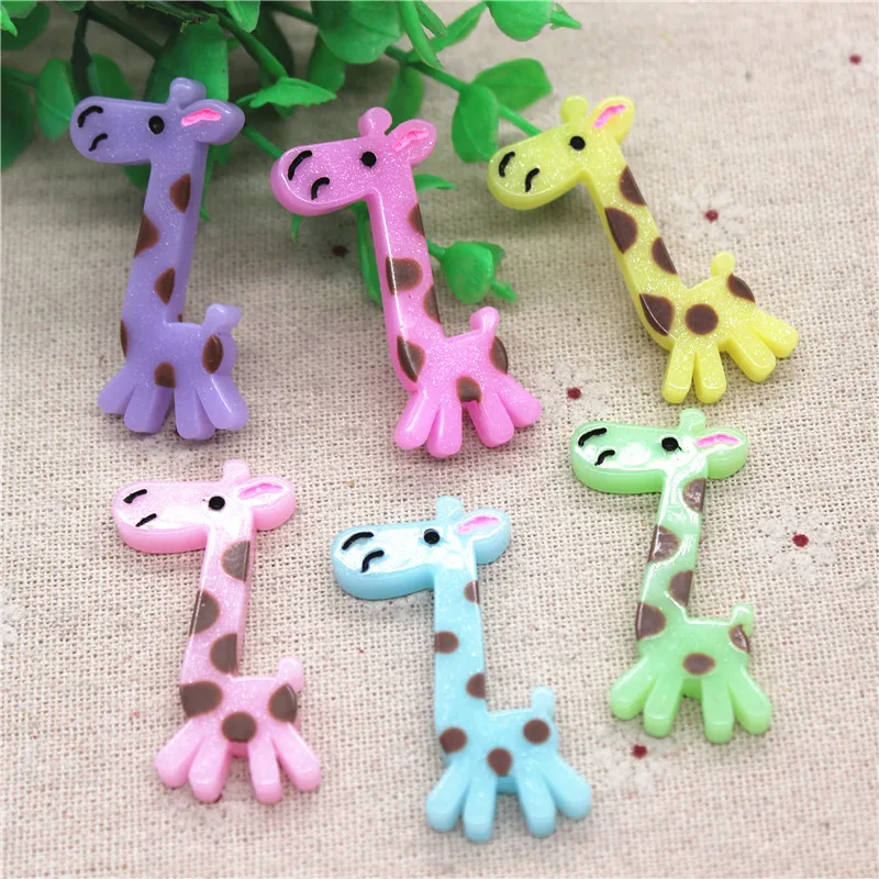 

10pcs 22*44mm Mix Colors Resin Kawaii Cartoon Giraffe Miniature Flatback Cabochon Art Supply DIY Hair Ornament Accessories