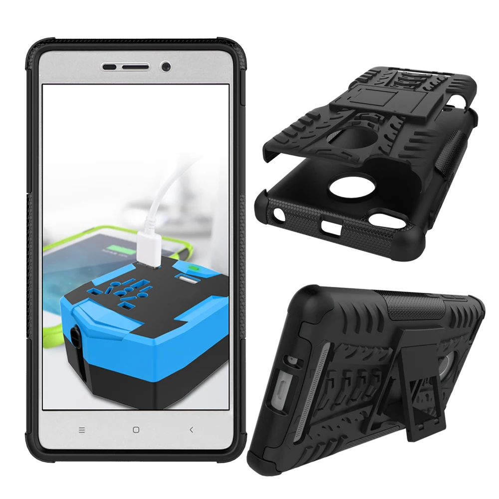 For Xiaomi Redmi 3s Case Flip Kickstand Heavy Duty Armor Hybrid Hard Plastic Back Cover For