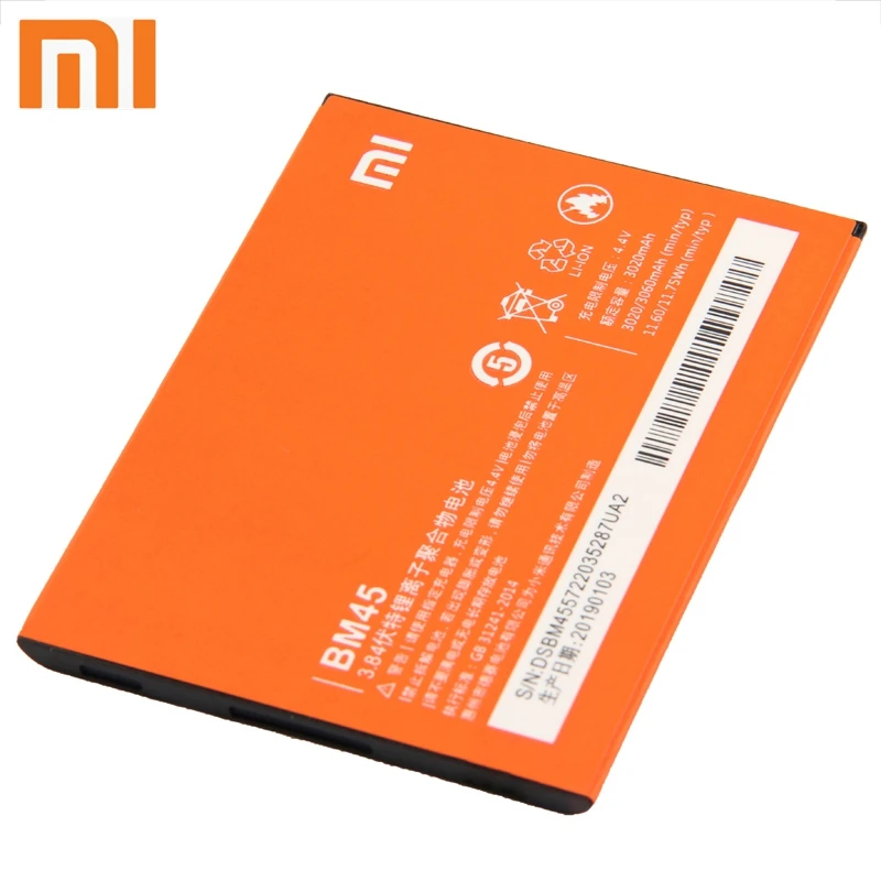 Сменный аккумулятор XIAO mi BM45 для Xiaomi mi Red mi Note 2 Redrice note2, Оригинальные аккумуляторы для телефонов 3060 мА/ч