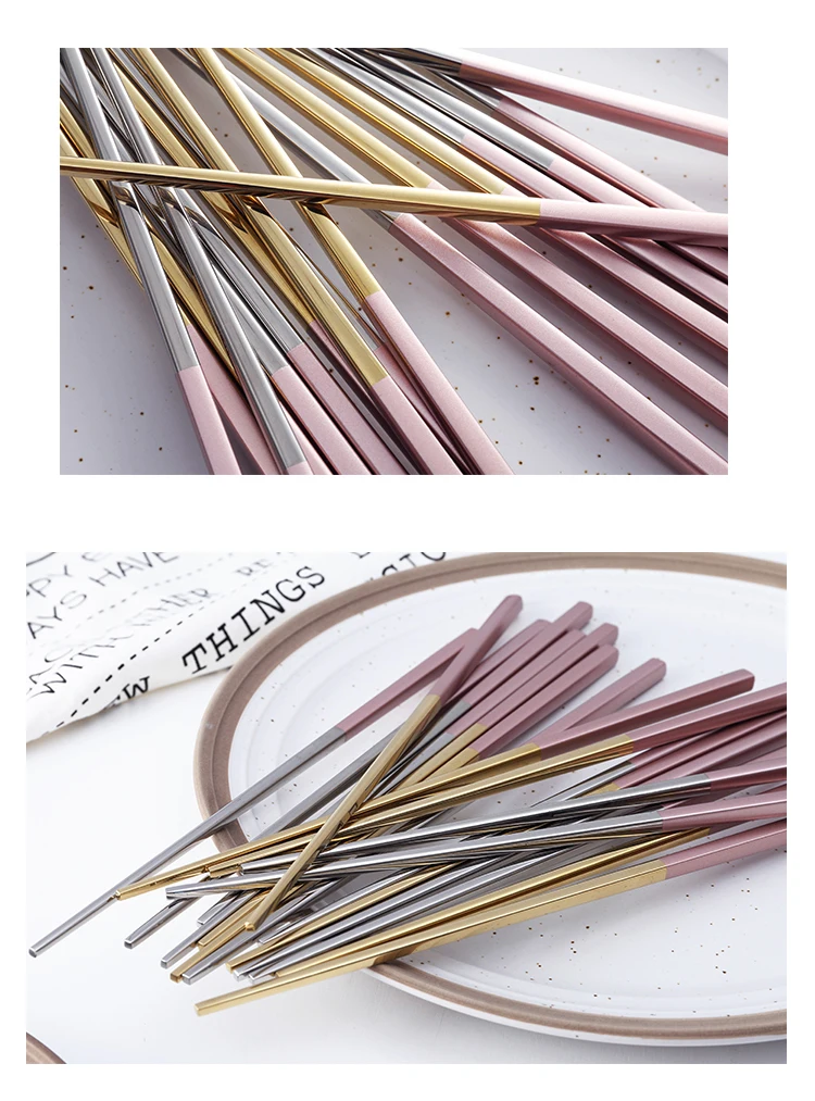 pink gold hopsticks set  (8)