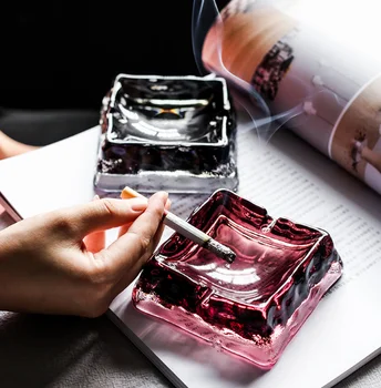 

Nordic Style Boutique Crystal Ashtray Smoking Office Table Accessories Creative Square Home Ornament Crafts Ashtray As GiftLF289