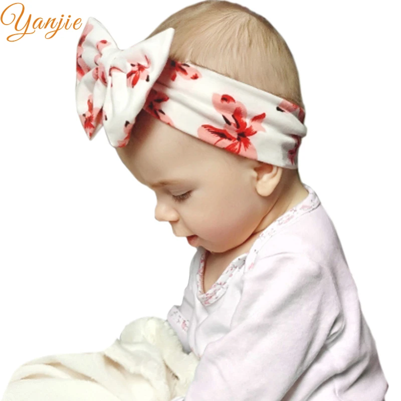 Girls 5'' Big Flowers Hair Bow Headband For Kids Winter Large Flower Turban Elastic Hair Band Girls Floral Hair Accessories