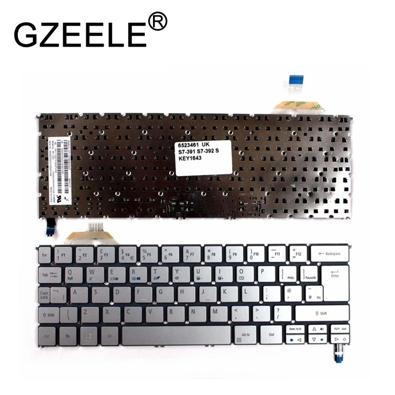 

GZEELE New UK silver backlit keyboard for Acer Aspire S7 S7-391 S7-392 S7-392-6832 MP-12C56GBJ442 QWERTY