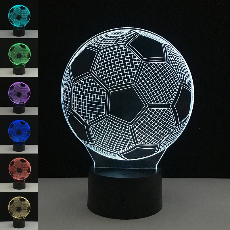الملونة 3D كرة القدم ضوء عيد الميلاد الزفاف الديكور لكرة القدم الرياضة مروحة الهدايا الجدول مكتب شريط السرير مكتب الزخرفية