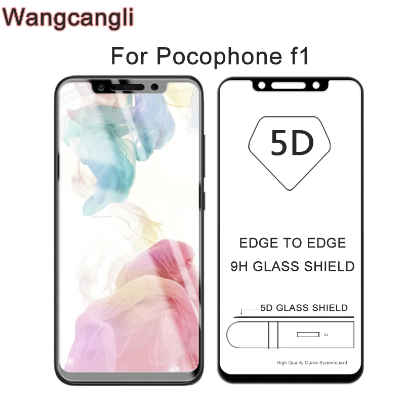 

Wangcangli pocophone f1 glass Xiaomi PocoPhone F1 6.18 "5D Full Cover Edge Tempered Glass Scratchproof Screen Protector