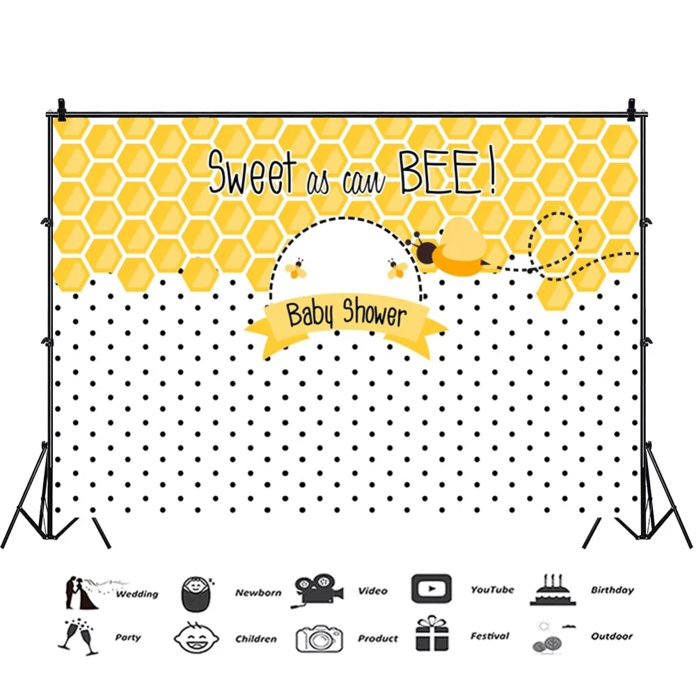 Laeacco Honey Bee Honey Baby Newborn Children Birthday Photography Background Customized Photographic Backdrops For Photo Studio