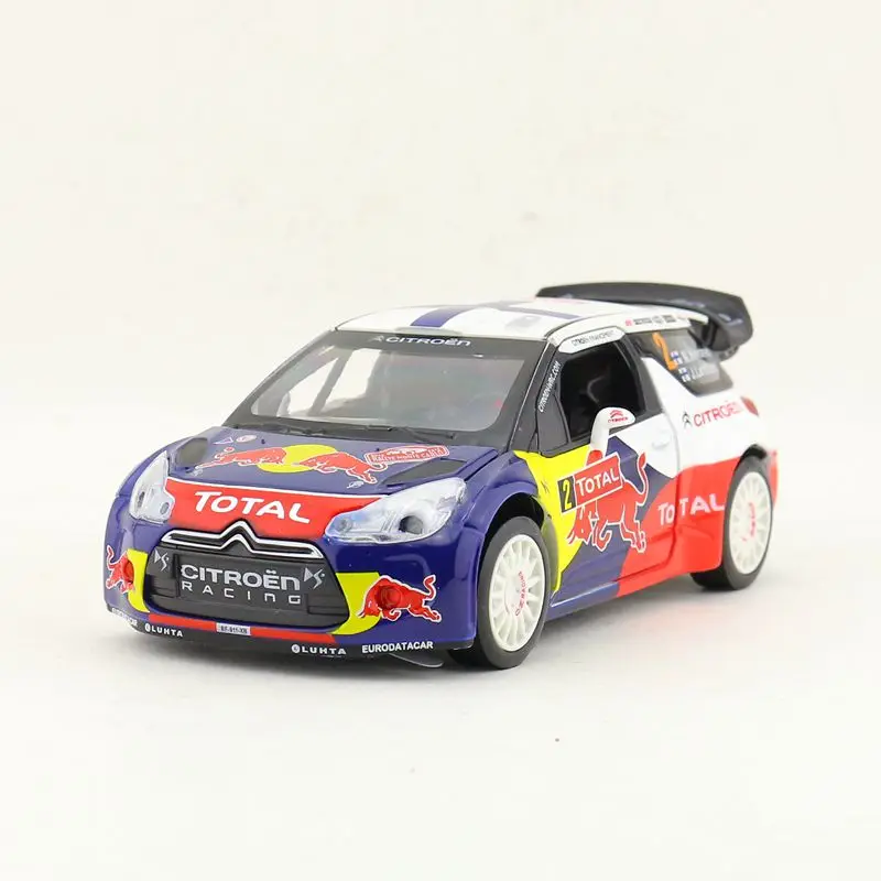 1:26/литая под давлением металлическая модель/Citroen DS3 WRC racing/звук и светильник/подарок для детей/Вытяжка/образовательная Коллекция/подарок для детей - Цвет: Синий