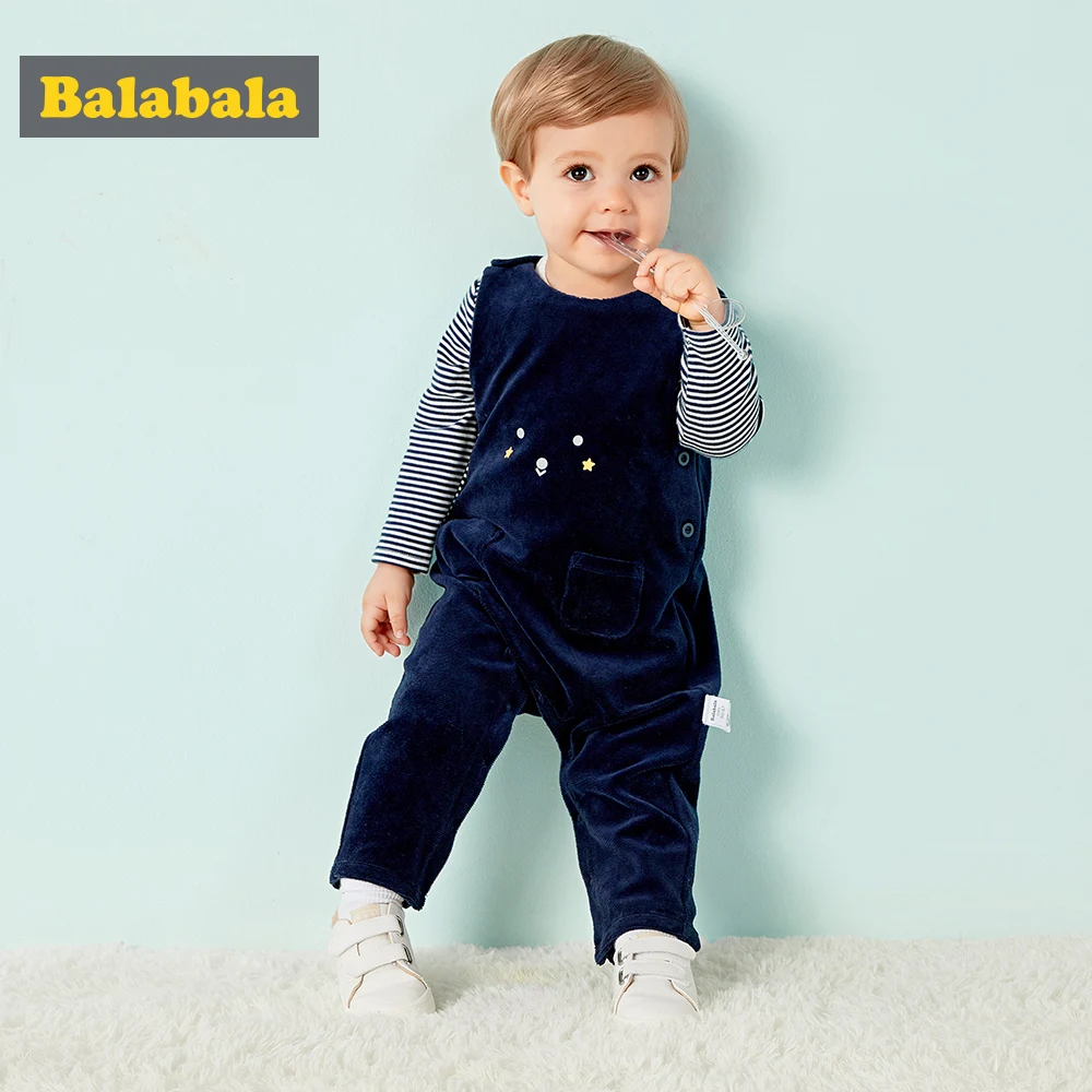 

Balabala Baby 2-Piece Long-sleeved Shirt + 3D Dinosaur Bib Overalls Clothes Set Infant Newborn Baby Girls Boys Clothing Set for