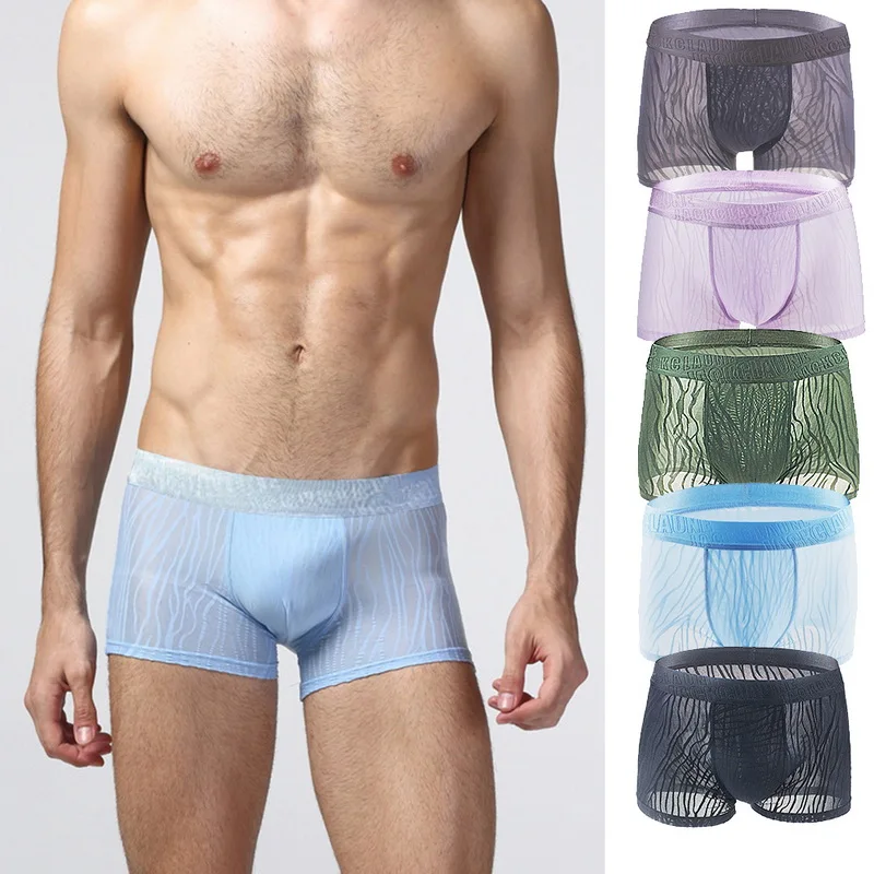 

LAAMEI Four Corner Underwear Shorts Lace Breathable New Men Boxers Underwear Slip Mens Boxer Shorts Breathable Underpants