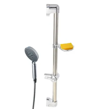 

Stainless Steel Shower Head Holding Rod With Soap Box Adjustable Lifting Rods Bathroom Accessories Sets