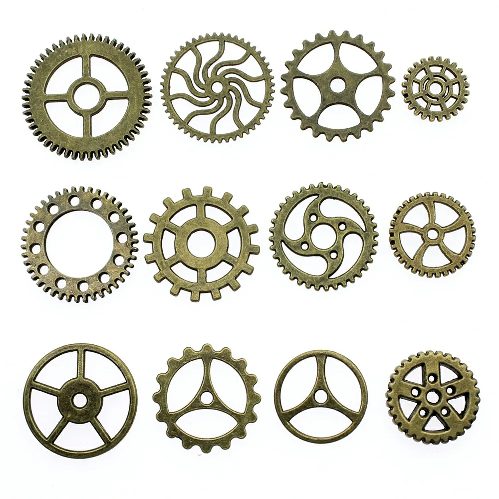 

10pcs/lot Antique Bronze Color Steampunk Gear Charm Pendants Jewelry Accessories Steampunk Gear Charms For Jewelry Making