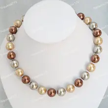 Горячая распродажа стиль >>>>> 14 мм 1" подлинная многоцветный морские раковины жемчужное ожерелье из бисера AAA