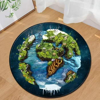 

3D Universe Planet Chair Mat Area Rug Foot Pad Memory Foam Children Room Decor Earth Rugs Doormat Round Living Room Carpet