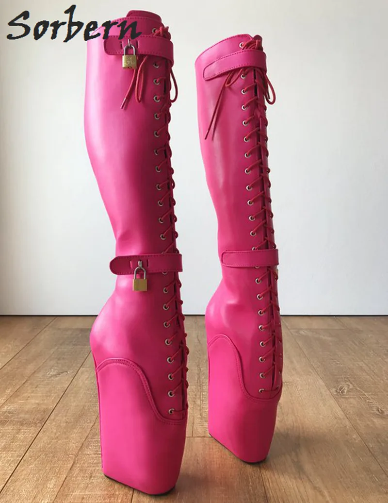Con Fetiche Colores Tamaño Ballet Color Nuevo Grande Mate Pezuña Botas Colors Tacón Sorbern rosado Alto Custom Rosa Caliente Cuña Cerradura De Unisex Sin Arranque En OqWdY