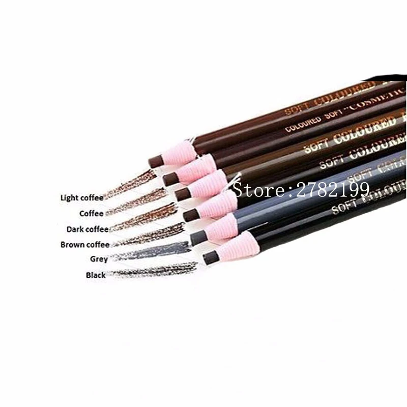 Lápis de Sobrancelha Descascável Cores 1818 Macio à Prova D'água Caneta de Sobrancelha Escuro Marrom Claro Café Preto e Cinza 12 Peças 3 12pçs lápis de sobrancelha descascável, 6 cores