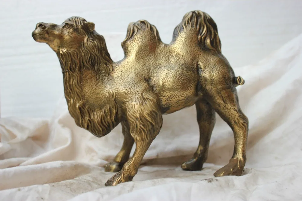 

china folk Culture Brass bronze statue Camel Auspicious desert ship statue