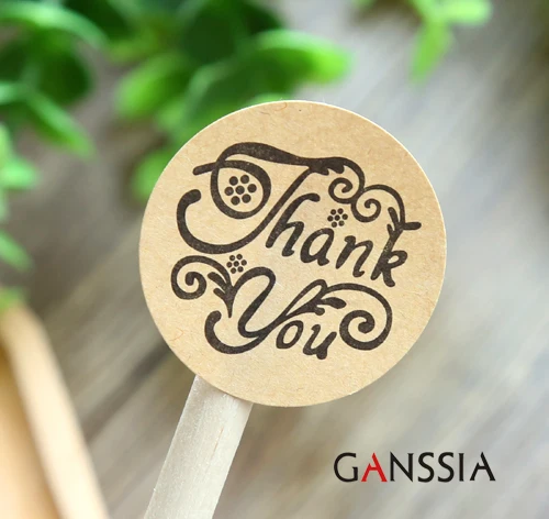 

100pcs/lot Dia 3.5cm Creative Thank you series Seal Sticker Funny stationery kraft paper stickers Bakery supplies (ss-1455)